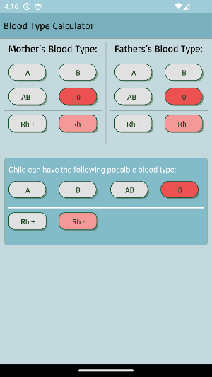 Blood Type Calculator Screenshot 0