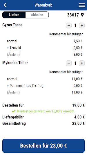 Restaurant Rhodos Bielefeld Screenshot 1