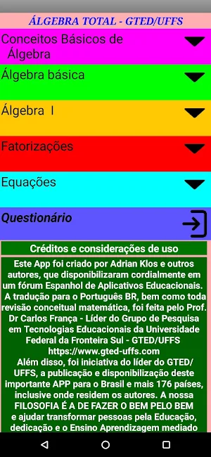Álgebra Total - Gted/UFFS Screenshot 1