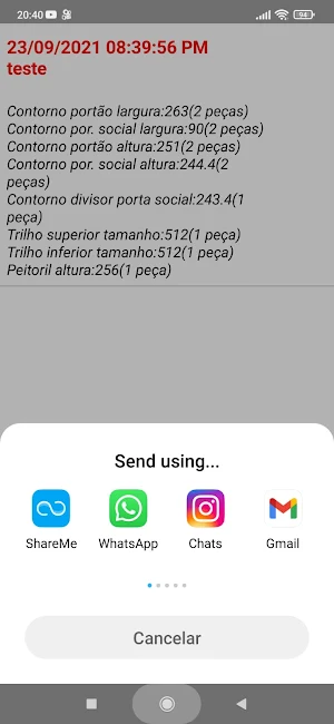 calculo de portões Screenshot 2