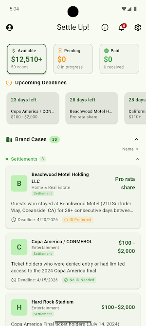 Settle Up! Claim Lawsuit Money Screenshot 0