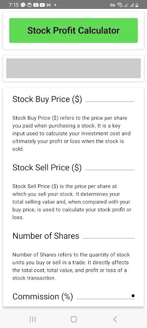 Stock Profit Calculator Screenshot 2