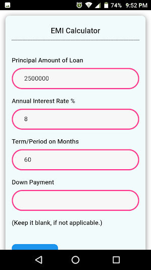 EMI Calculator Screenshot 1