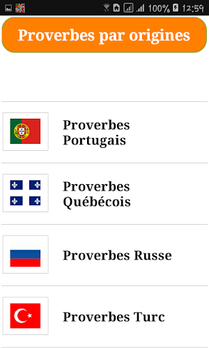Proverbes par origines Screenshot 0