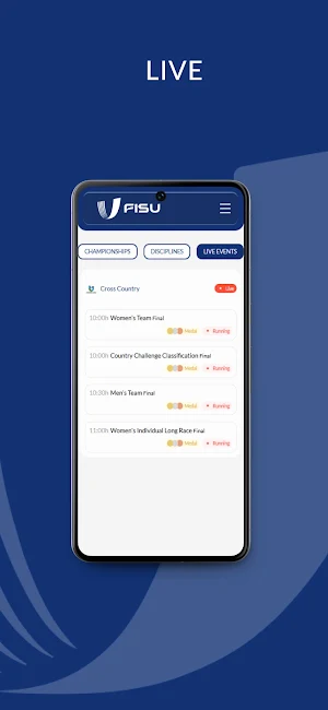 FISU Championships Results Screenshot 2