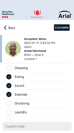 Arial Caregiver App Screenshot 1