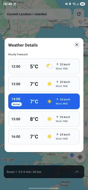 Route Forecast: Weather Map Screenshot 3
