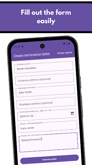 Termination Letter Generator Screenshot 1