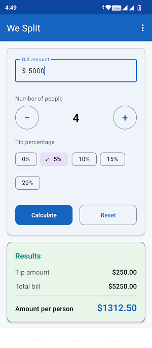 We Split: Bill & Tip Splitter Screenshot 0