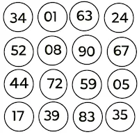 Housie Numbers 1 to 90