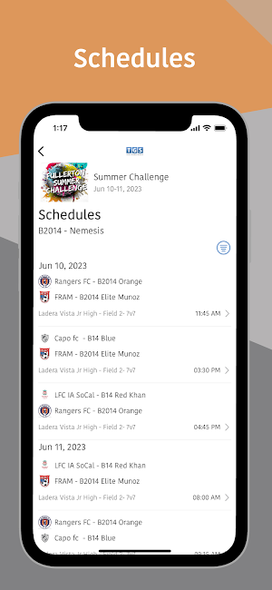 Fullerton Rangers Tournaments Screenshot 2