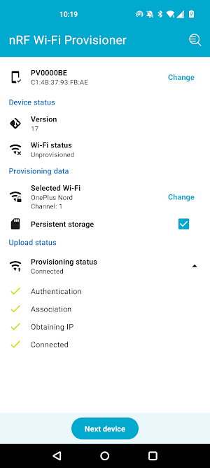 nRF Wi-Fi Provisioner Screenshot 3
