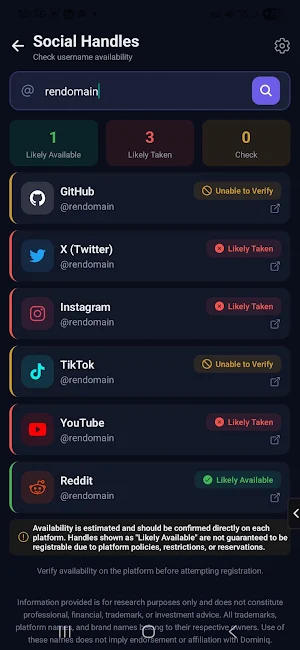 Dominiq: Brand & Domain Check Screenshot 3