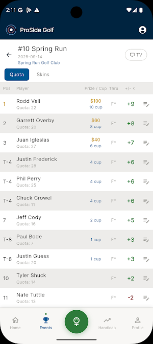 ProSide Golf App Screenshot 2