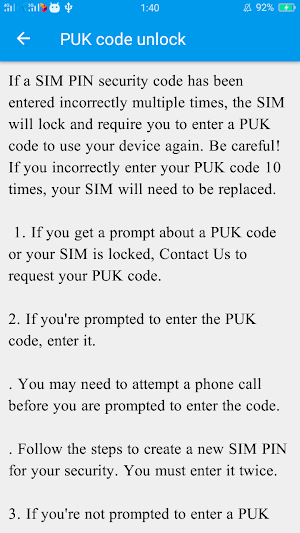 Guide for Remove Puk Code Screenshot 0
