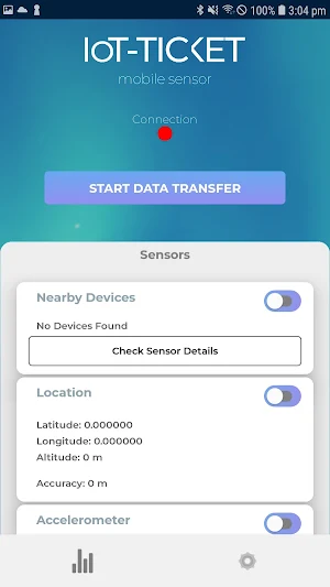 IoT-TICKET Mobile Sensor Screenshot 1