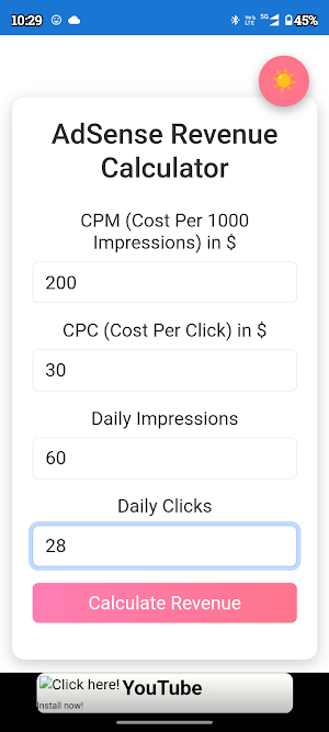 AdSense Revenue Calculator Screenshot 1