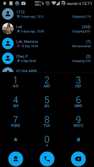 Dialer theme Flat Black Blue for Drupe or ExDialer Screenshot 1