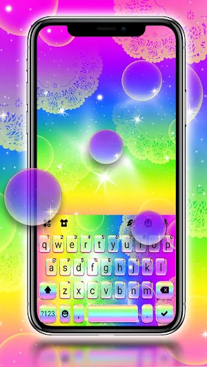 Rainbow Bubbles Keyboard Background Screenshot 0