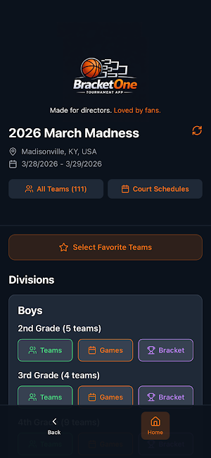 BracketOne Tournament App Screenshot 1