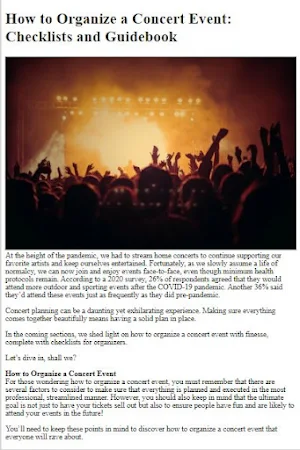 How to Organize Concerts Screenshot 1