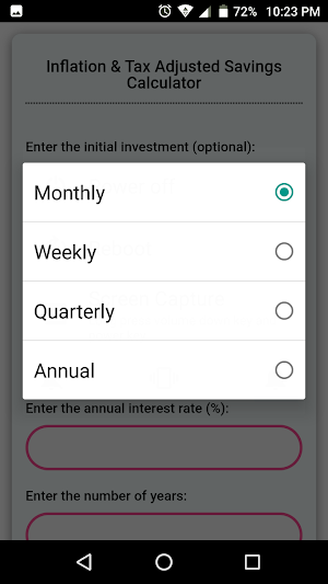Inflation & Tax Adjusted Savings Calculator Screenshot 1