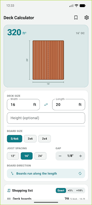 Deck Calculator Screenshot 2