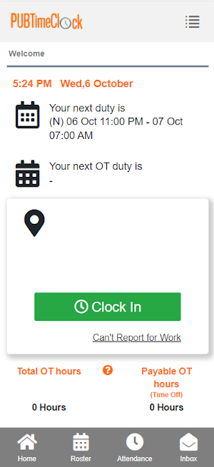 PUB Time Clock Screenshot 1