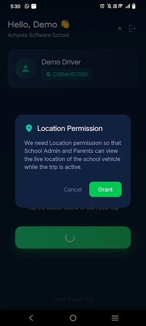 Sunshine Academy Driver App Screenshot 1