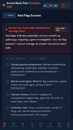 Acute Back Pain Decision Tool Screenshot 1