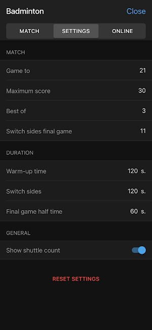 Badminton Scores Screenshot 2