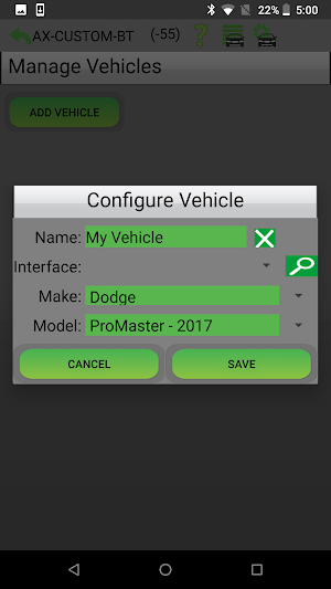 Axxess Bluetooth® Interface Screenshot 1