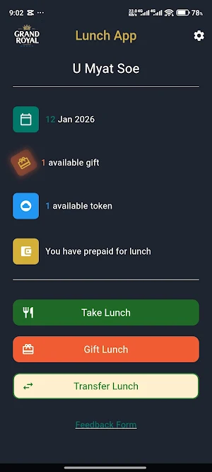 GRG Lunch App Screenshot 1