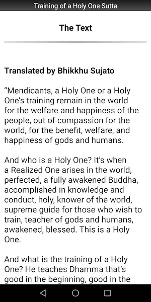 Training of a Holy One Sutta Screenshot 1