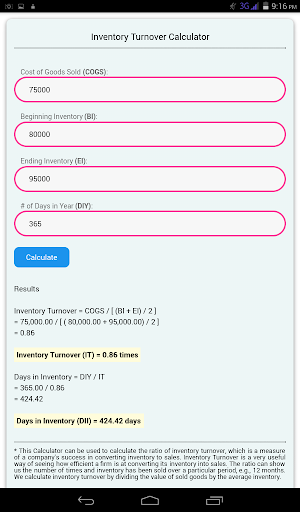 Inventory Turnover Calculator Screenshot 3