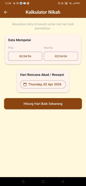 Kakulator Weton:Jodoh,nikah Screenshot 1
