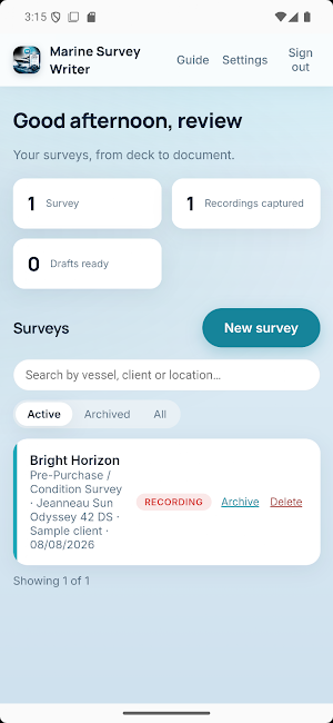 Marine Survey Writer Screenshot 2