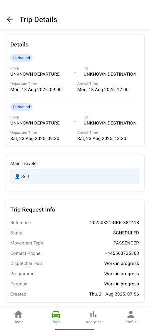 Transport Booking Screenshot 1