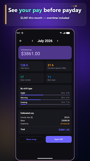 ShiftCycle: Shift Calendar Screenshot 2