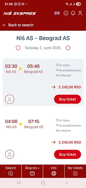 Niš Ekspres prodaja karata Screenshot 0