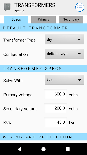 Transformer Calculator Free Screenshot 1