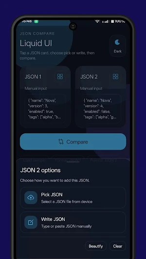 JSON Compare – Diff & Viewer Screenshot 1
