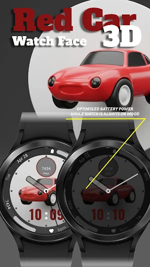 Red Car 3D - Watch Face Screenshot 2