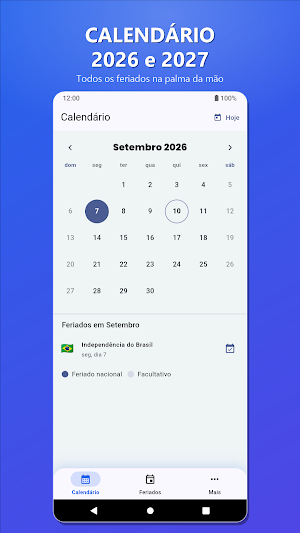 Calendário 2026 Feriados Screenshot 0