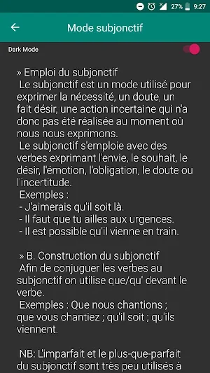 French Conjugation rules Screenshot 2