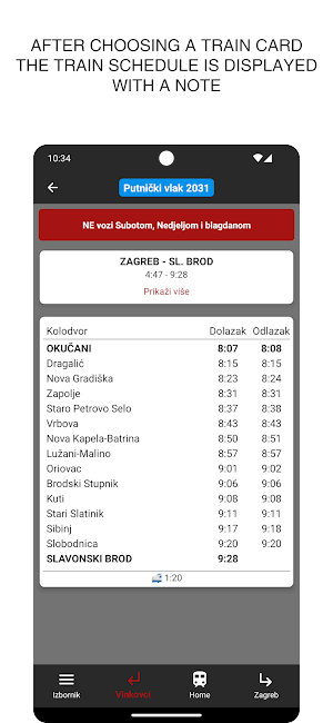 Okučani train timetable Screenshot 3