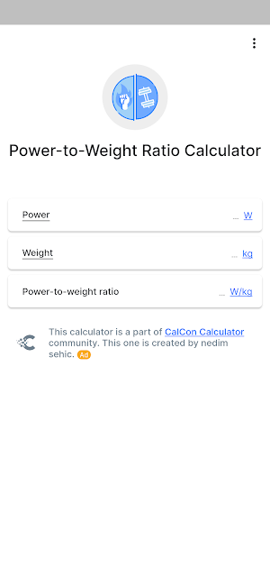 Power-to-Weight Ratio Screenshot 0