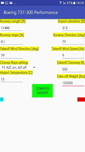 B737-300 take-off performance Screenshot 0