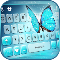 Shine Blue Butterfly Keyboard Background