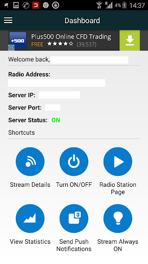 Listen2MyRadio Control Panel Screenshot 2